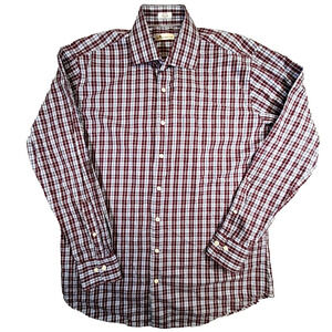 PETER MILLAR Collection Men's Large Red Long Sleeve Plaid Shirt FLEX FINISH